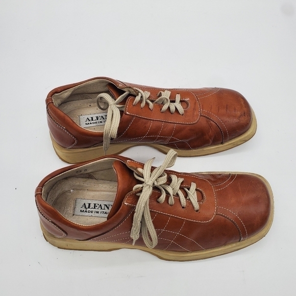 ALFANI Casual Men Leather Shoes Size 8.5M Made In Italy Brown